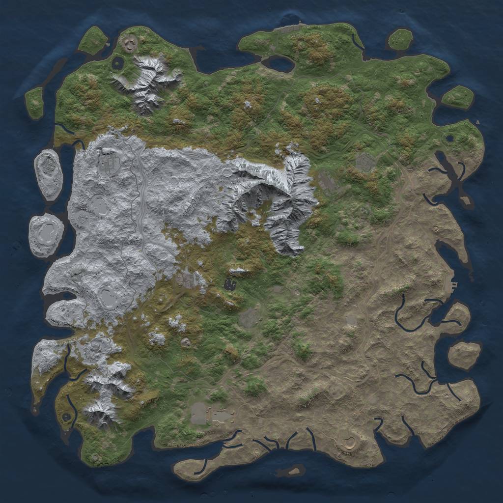 Rust Map: Procedural Map, Size: 6000, Seed: 234676, 20 Monuments