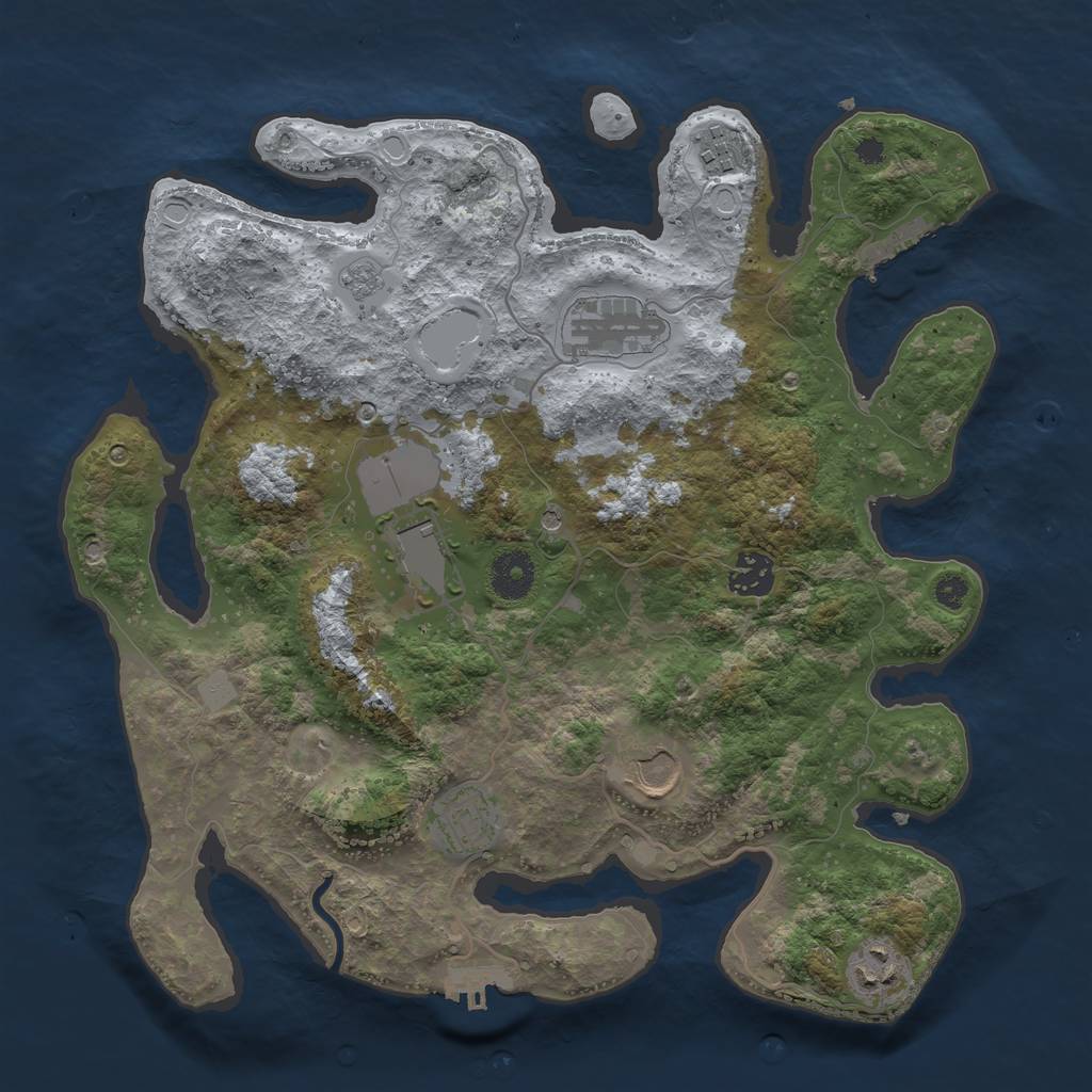 Rust Map: Procedural Map, Size: 3500, Seed: 2079017324, 16 Monuments