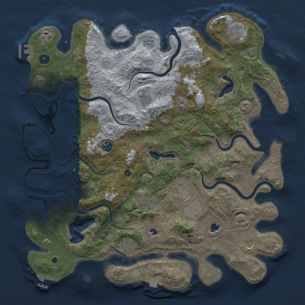 Rust Map: Procedural Map, Size: 4500, Seed: 1872714293, 16 Monuments
