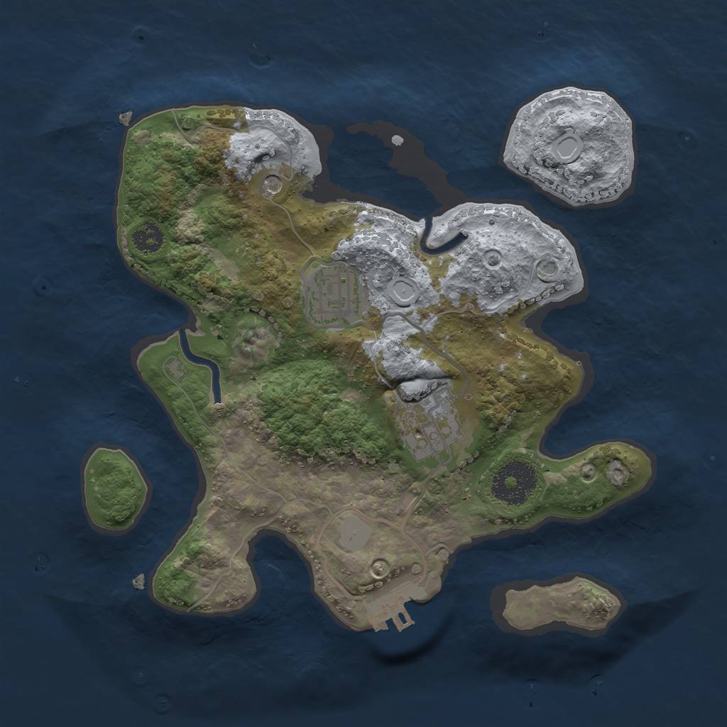 Rust Map: Procedural Map, Size: 2500, Seed: 1457823, 9 Monuments