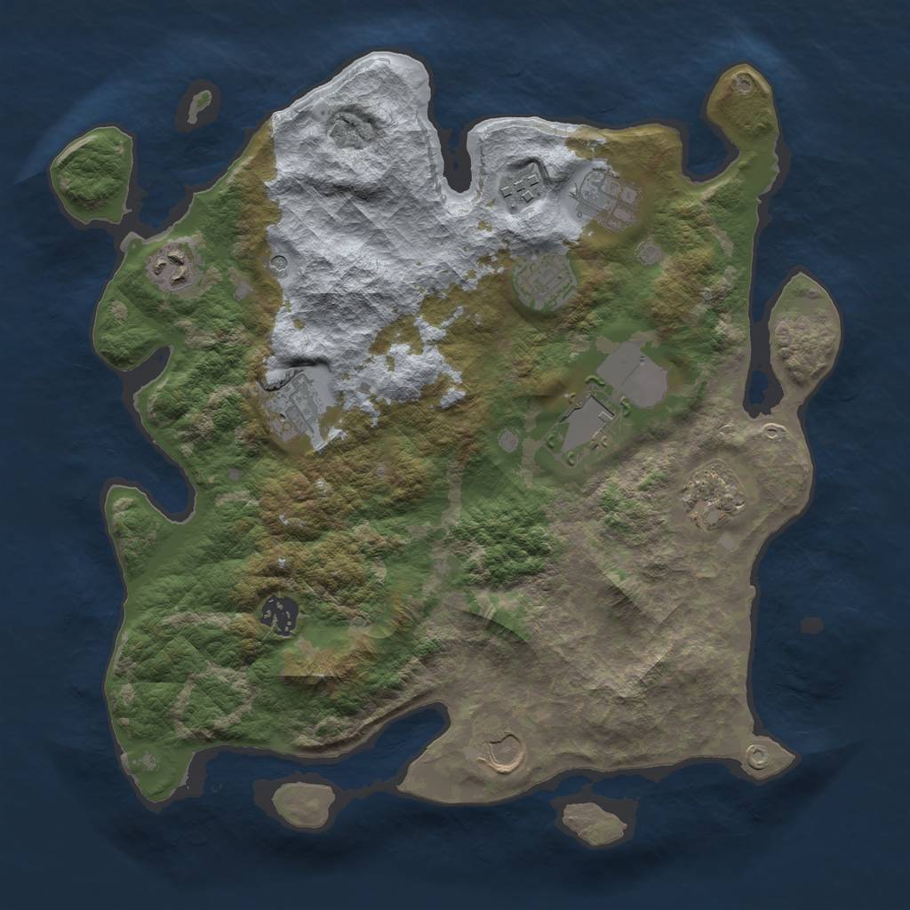 Rust Map: Barren, Size: 3500, Seed: 699745114, 12 Monuments