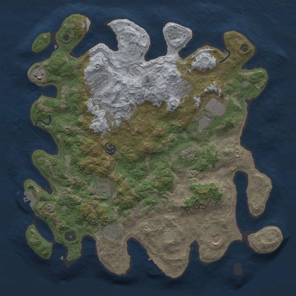 Rust Map: Procedural Map, Size: 4000, Seed: 1243059, 19 Monuments