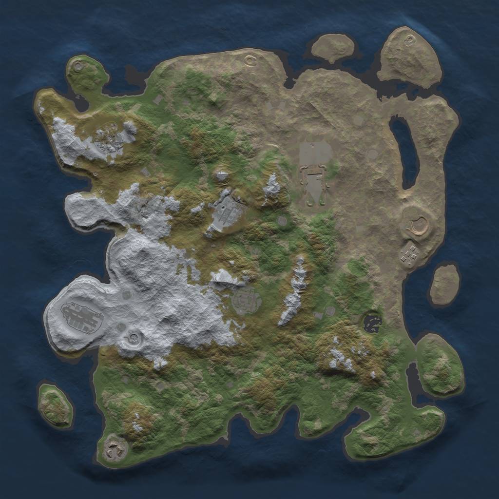 Rust Map: Barren, Size: 4000, Seed: 48897232, 12 Monuments