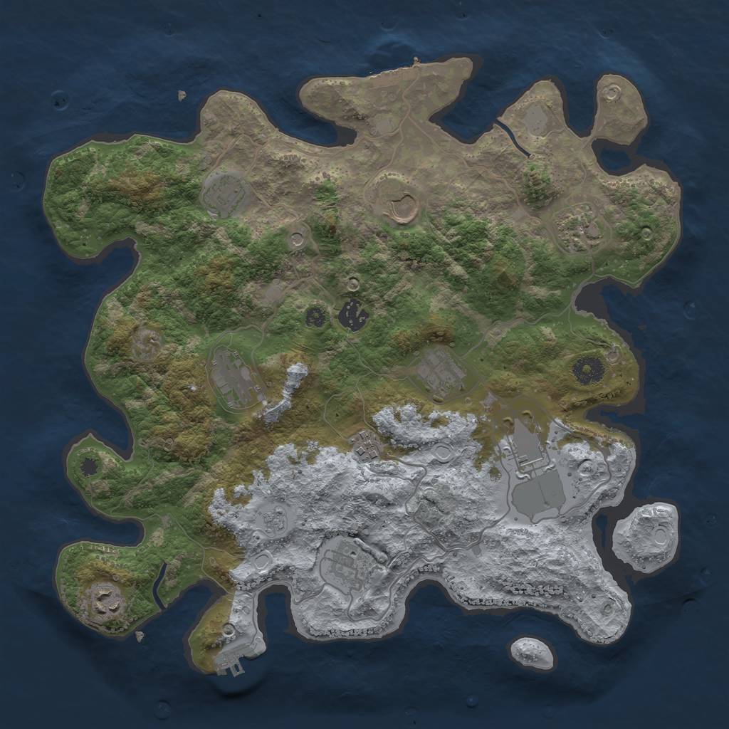 Rust Map: Procedural Map, Size: 3700, Seed: 757814109, 17 Monuments