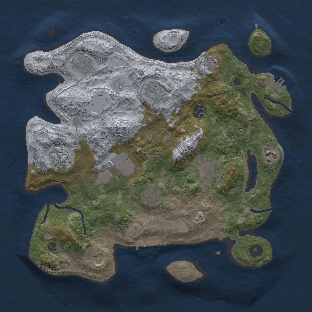 Rust Map: Procedural Map, Size: 3500, Seed: 1163965059, 19 Monuments