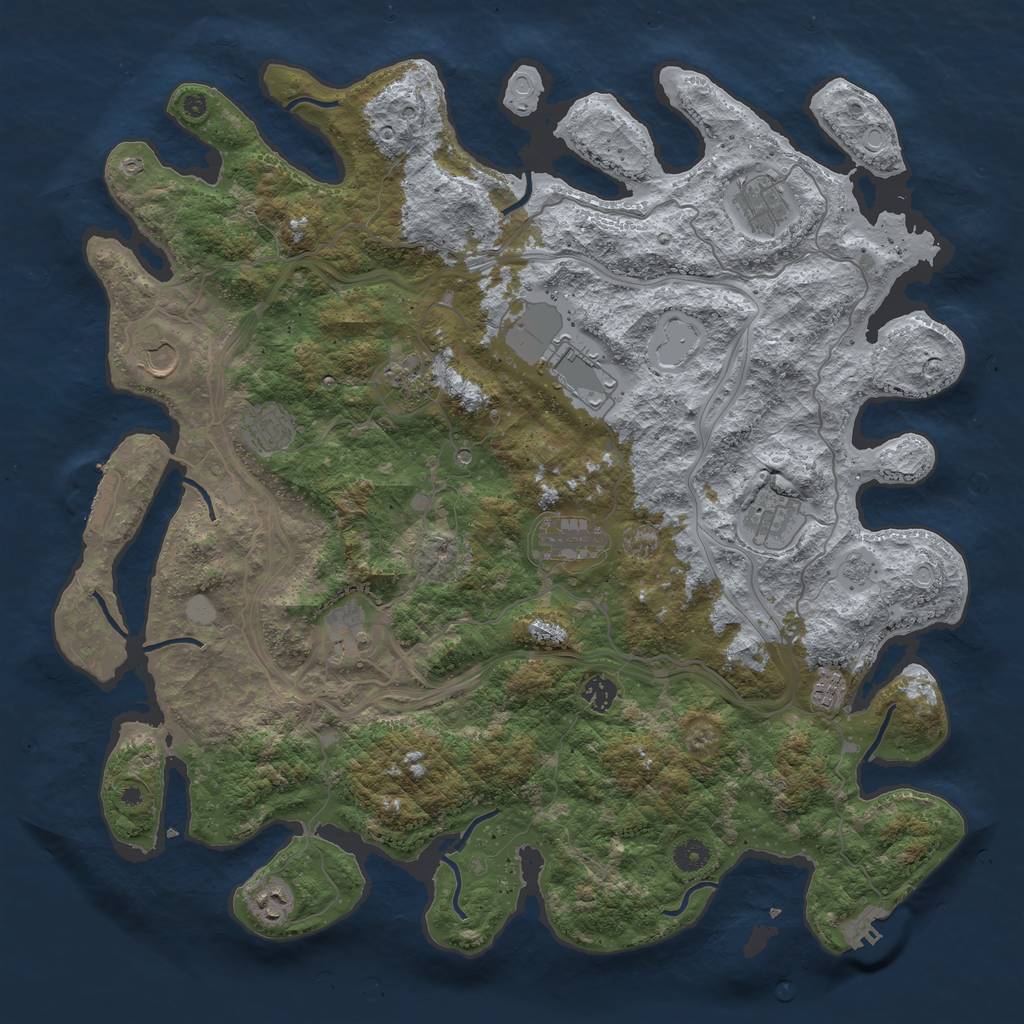 Rust Map: Procedural Map, Size: 4500, Seed: 987868458, 20 Monuments