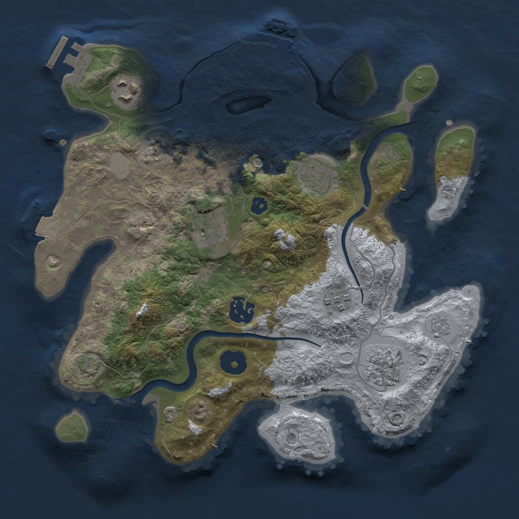 Rust Map: Procedural Map, Size: 3000, Seed: 1836784203, 12 Monuments