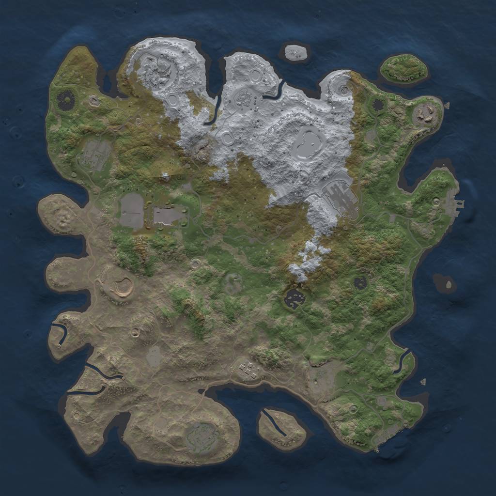Rust Map: Procedural Map, Size: 3800, Seed: 929925776, 19 Monuments