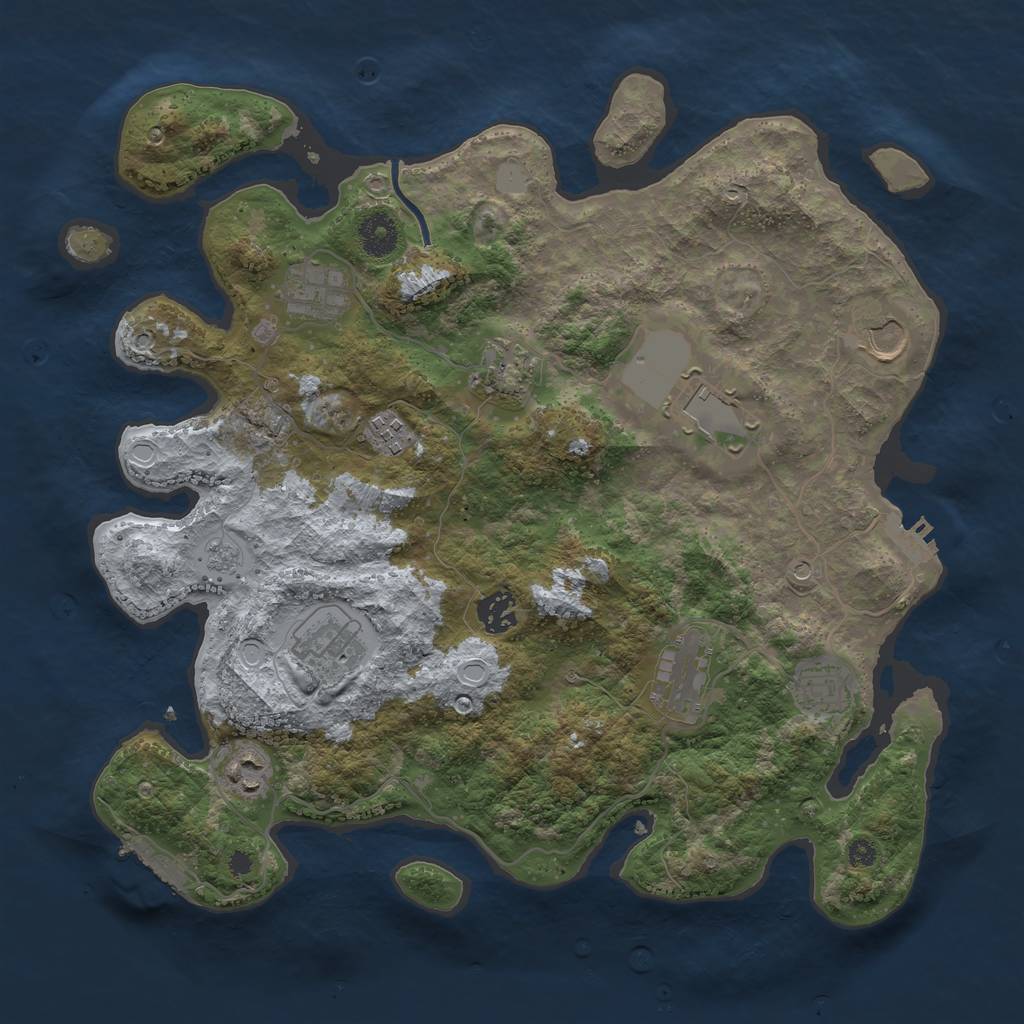 Rust Map: Procedural Map, Size: 3700, Seed: 1181221683, 19 Monuments