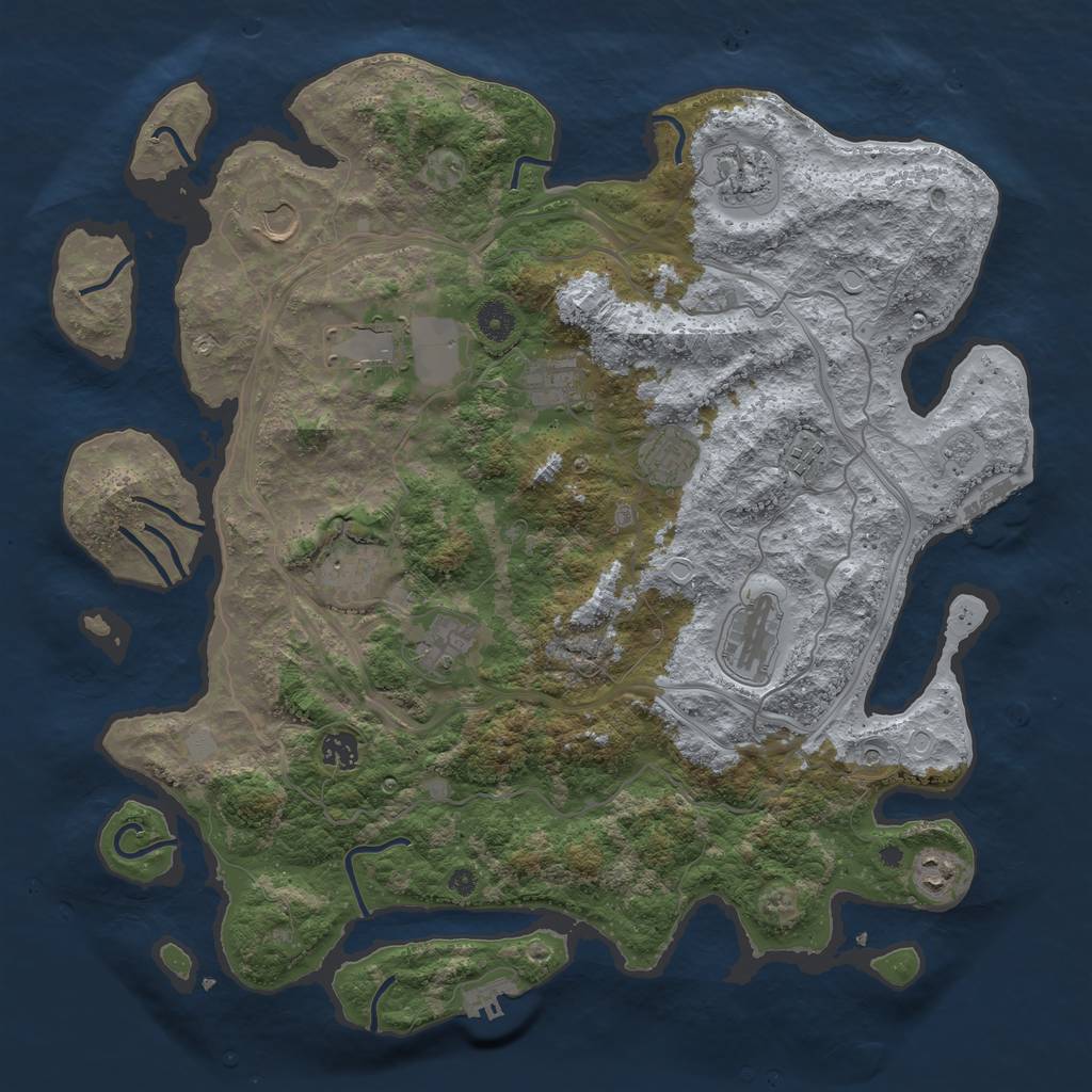 Rust Map: Procedural Map, Size: 4250, Seed: 1645429991, 20 Monuments