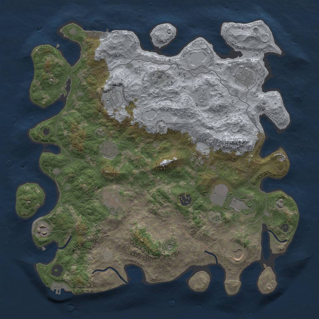 Rust Map: Procedural Map, Size: 4000, Seed: 2116455609, 18 Monuments