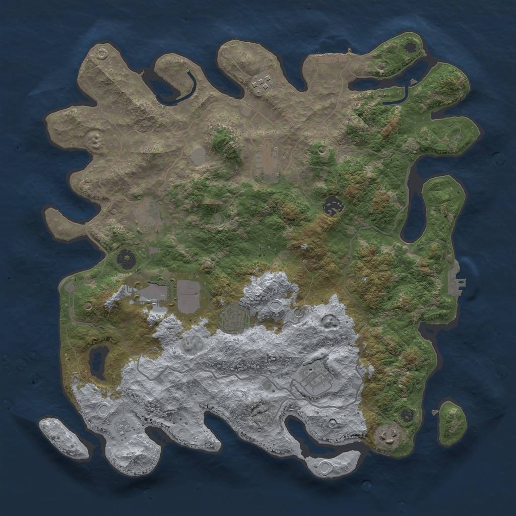 Rust Map: Procedural Map, Size: 4000, Seed: 934587164, 17 Monuments