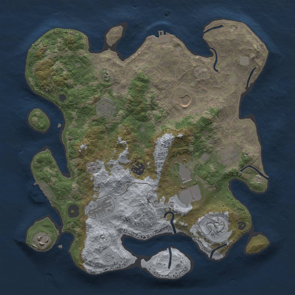 Rust Map: Procedural Map, Size: 3500, Seed: 23478, 18 Monuments