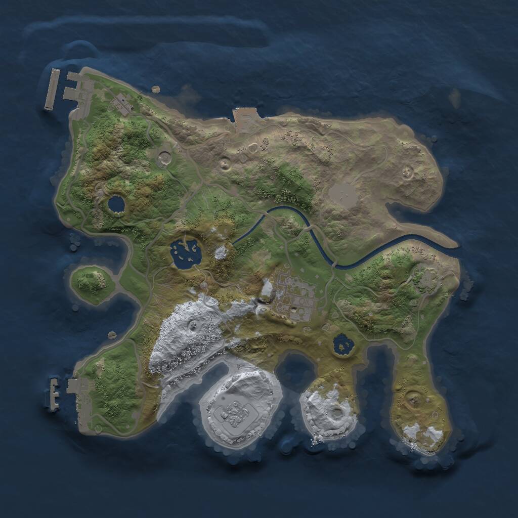 Rust Map: Procedural Map, Size: 2500, Seed: 932049543, 8 Monuments