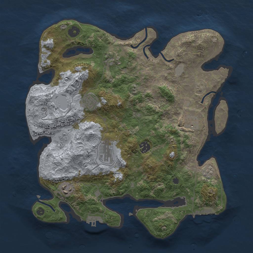 Rust Map: Procedural Map, Size: 3400, Seed: 877813, 16 Monuments