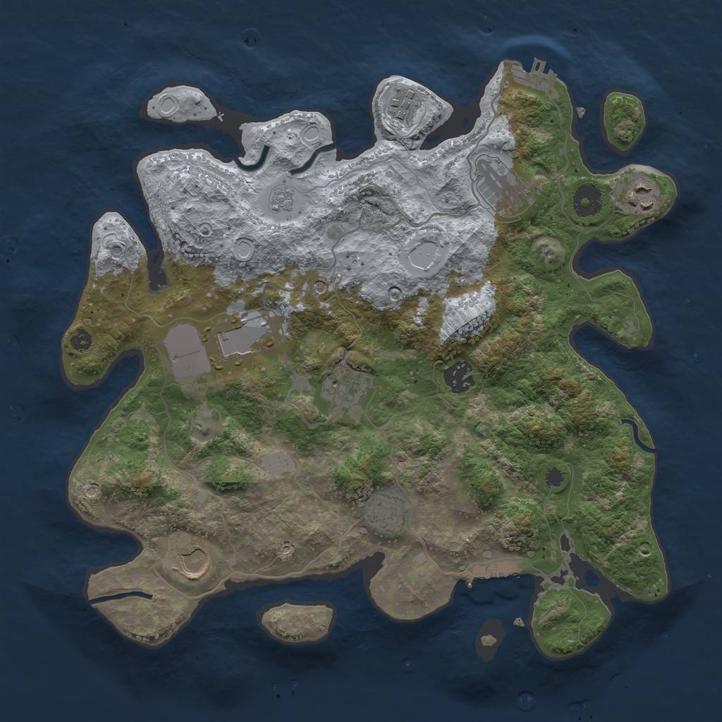 Rust Map: Procedural Map, Size: 3500, Seed: 189348295, 17 Monuments