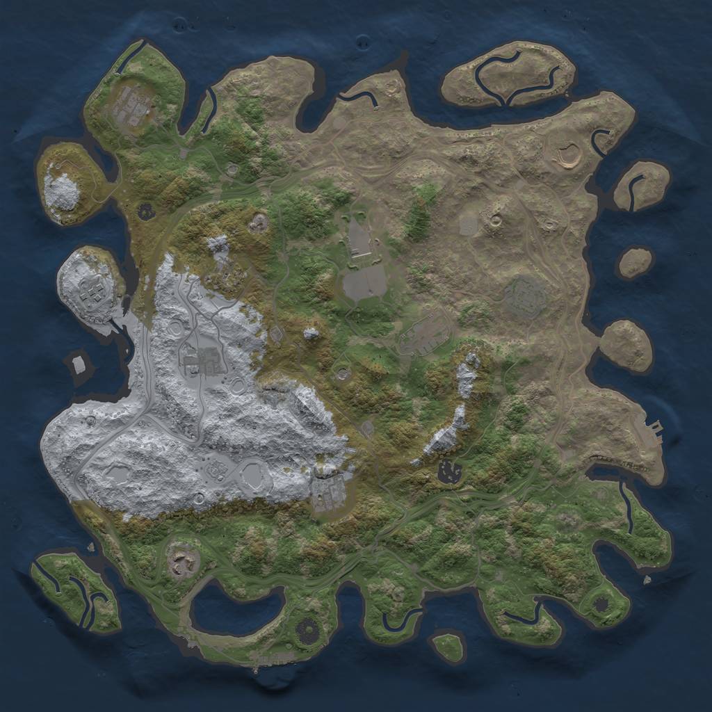 Rust Map: Procedural Map, Size: 4250, Seed: 1442993534, 20 Monuments