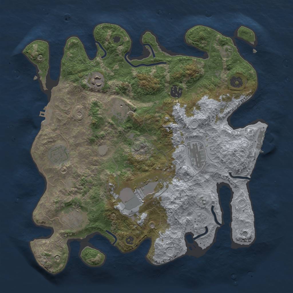 Rust Map: Procedural Map, Size: 3500, Seed: 1256380845, 16 Monuments