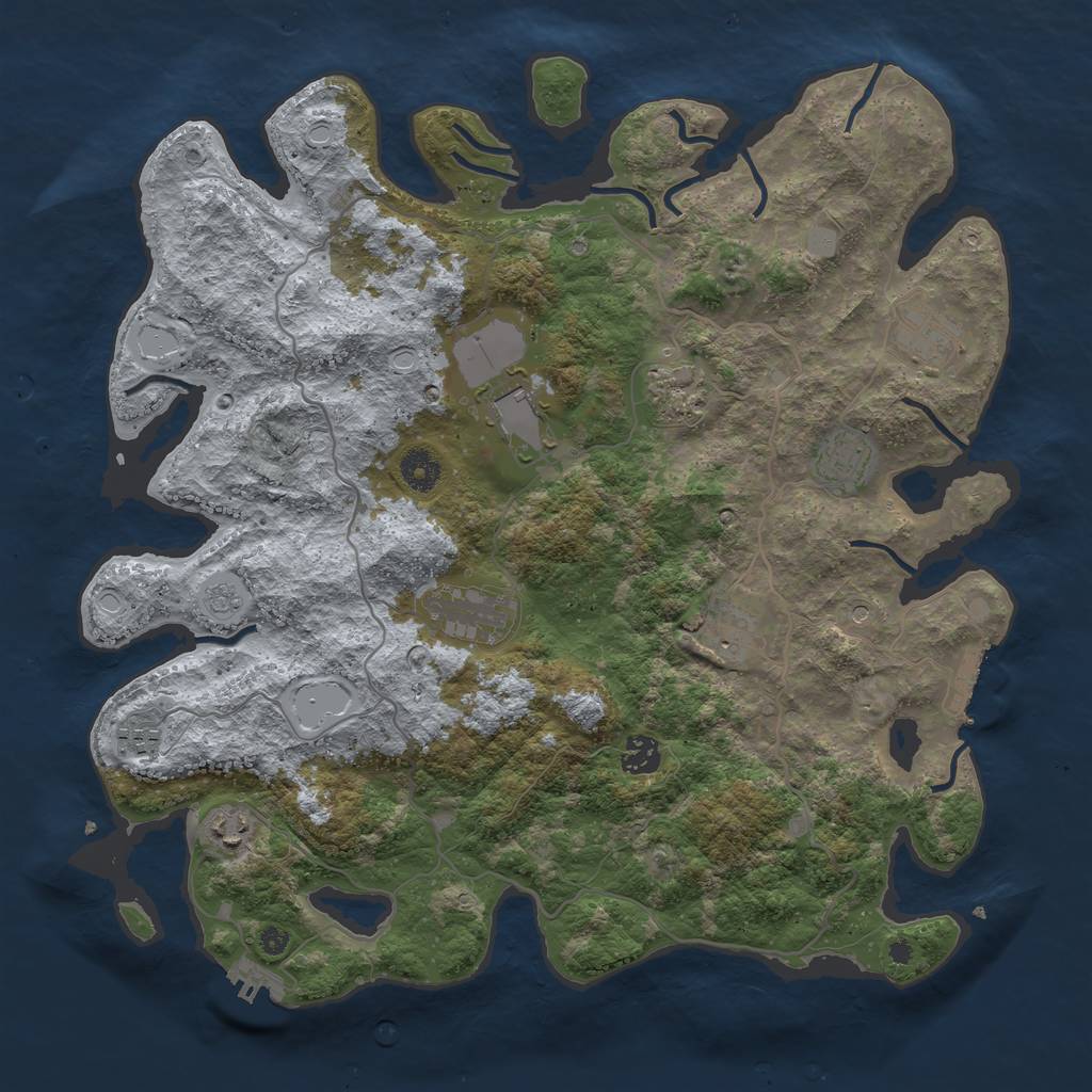 Rust Map: Procedural Map, Size: 4000, Seed: 625116150, 18 Monuments