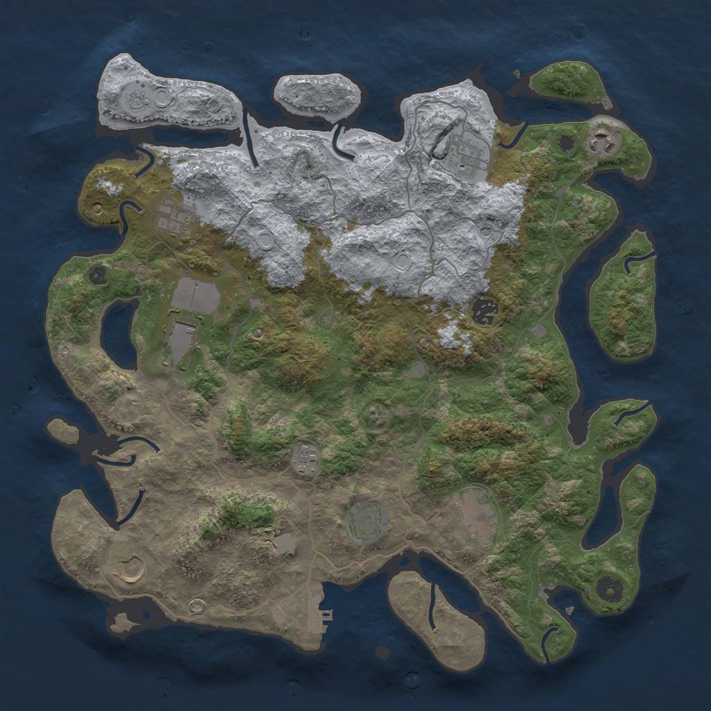 Rust Map: Procedural Map, Size: 4000, Seed: 982425, 17 Monuments