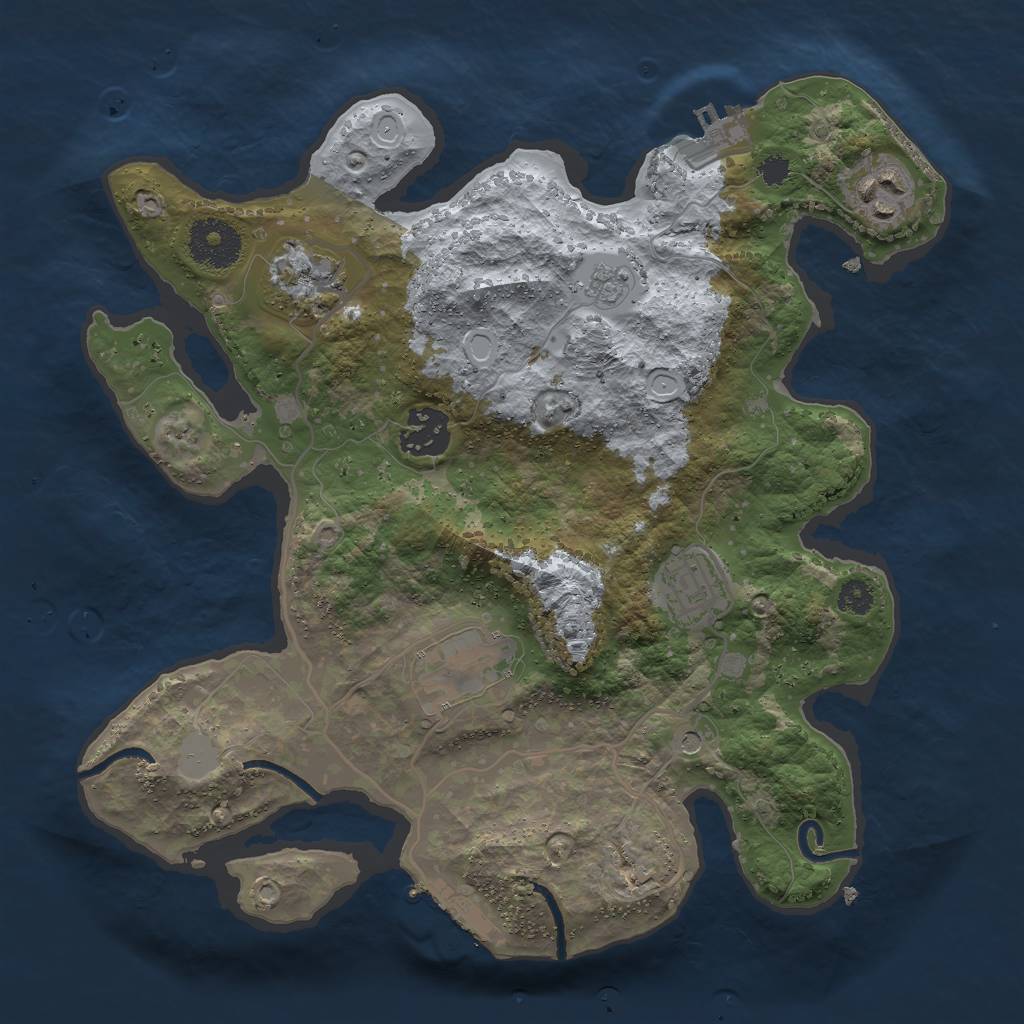Rust Map: Procedural Map, Size: 3000, Seed: 34857, 14 Monuments