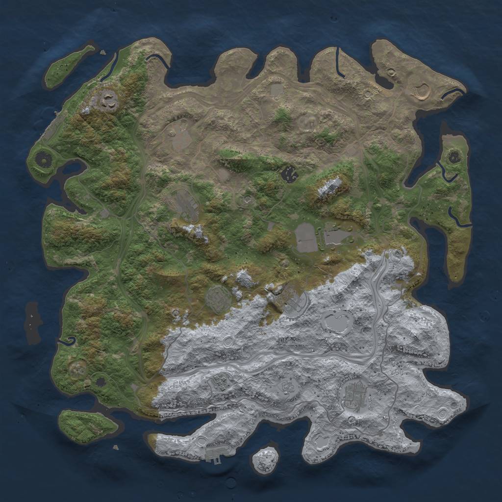 Rust Map: Procedural Map, Size: 4500, Seed: 982782663, 19 Monuments