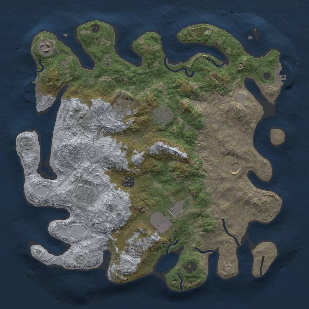 Rust Map: Procedural Map, Size: 3750, Seed: 1909704135, 18 Monuments
