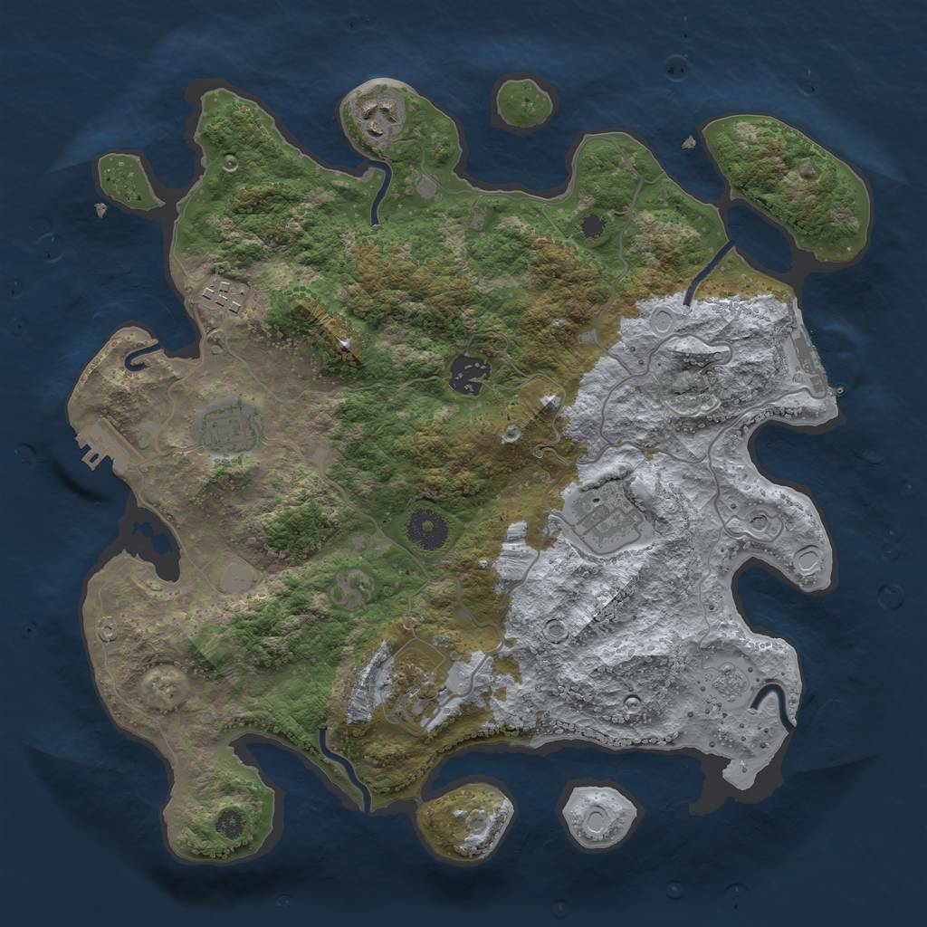 Rust Map: Procedural Map, Size: 3450, Seed: 82820274, 15 Monuments