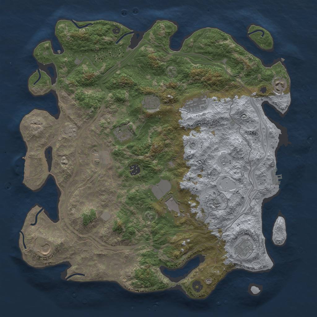 Rust Map: Procedural Map, Size: 4250, Seed: 461884432, 20 Monuments