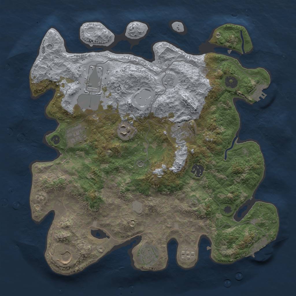 Rust Map: Procedural Map, Size: 3500, Seed: 1028906, 17 Monuments