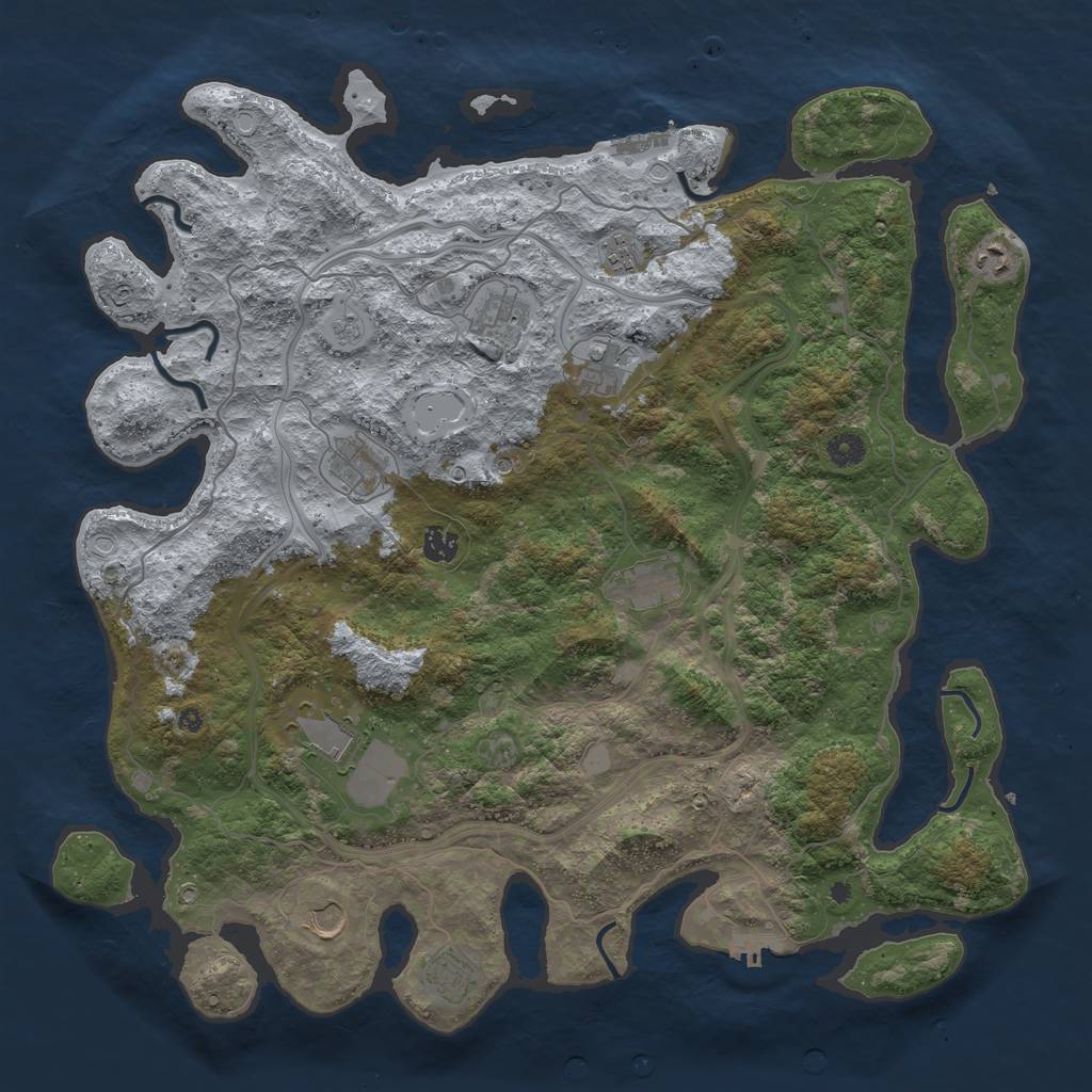 Rust Map: Procedural Map, Size: 4500, Seed: 2017243472, 19 Monuments