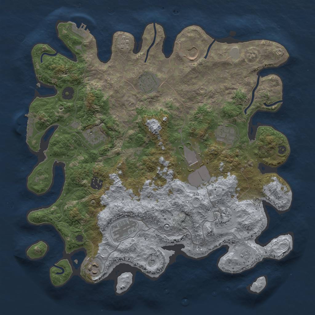 Rust Map: Procedural Map, Size: 3700, Seed: 1755110324, 19 Monuments