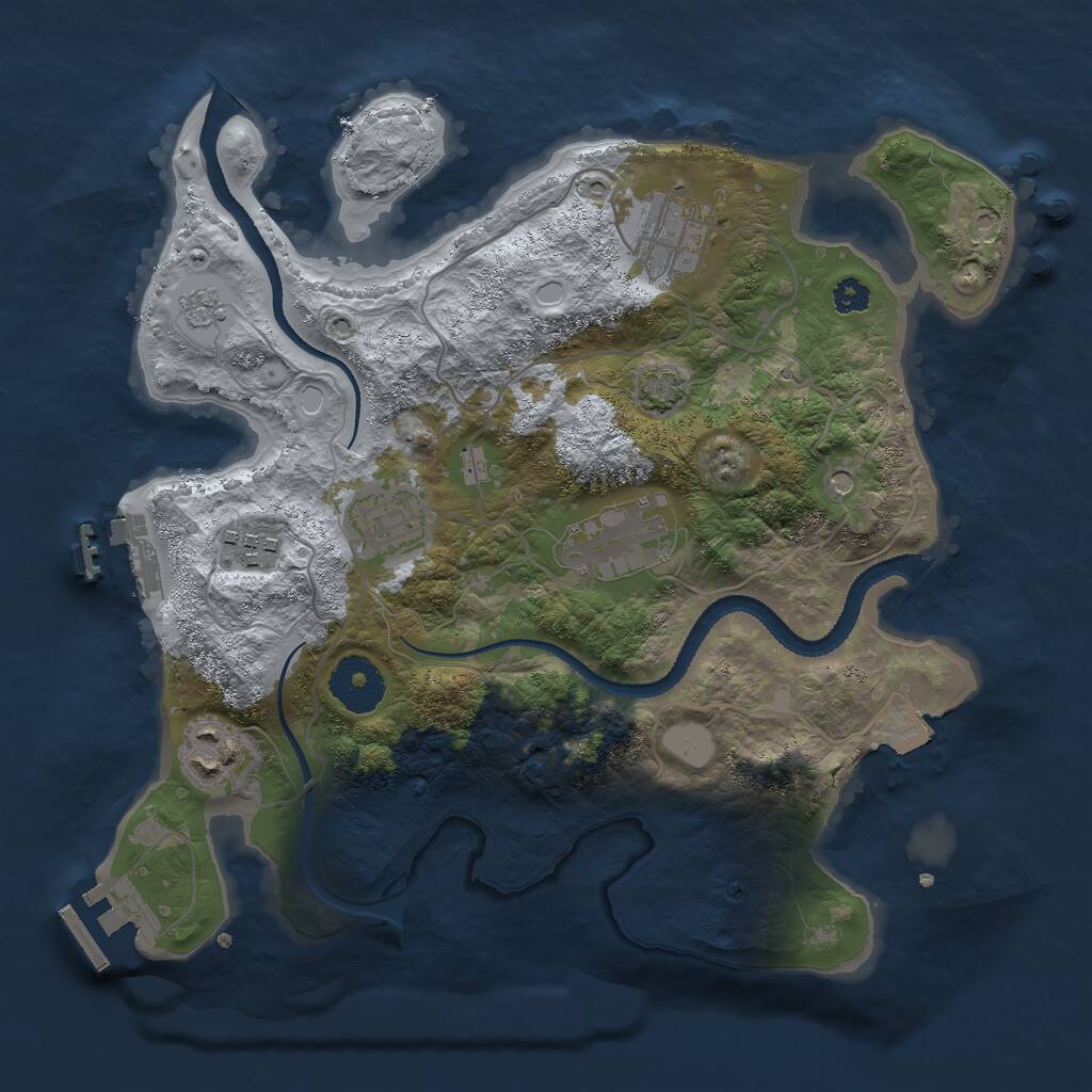 Rust Map: Procedural Map, Size: 3000, Seed: 421220466, 11 Monuments
