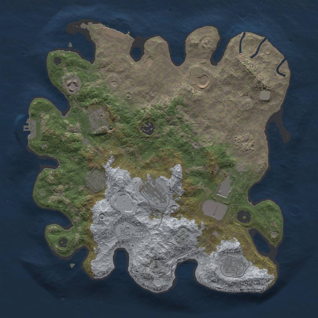 Rust Map: Procedural Map, Size: 3500, Seed: 222875525, 19 Monuments