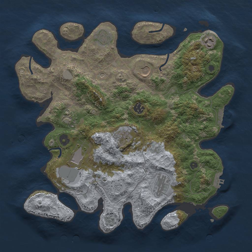 Rust Map: Procedural Map, Size: 3500, Seed: 49832436, 18 Monuments