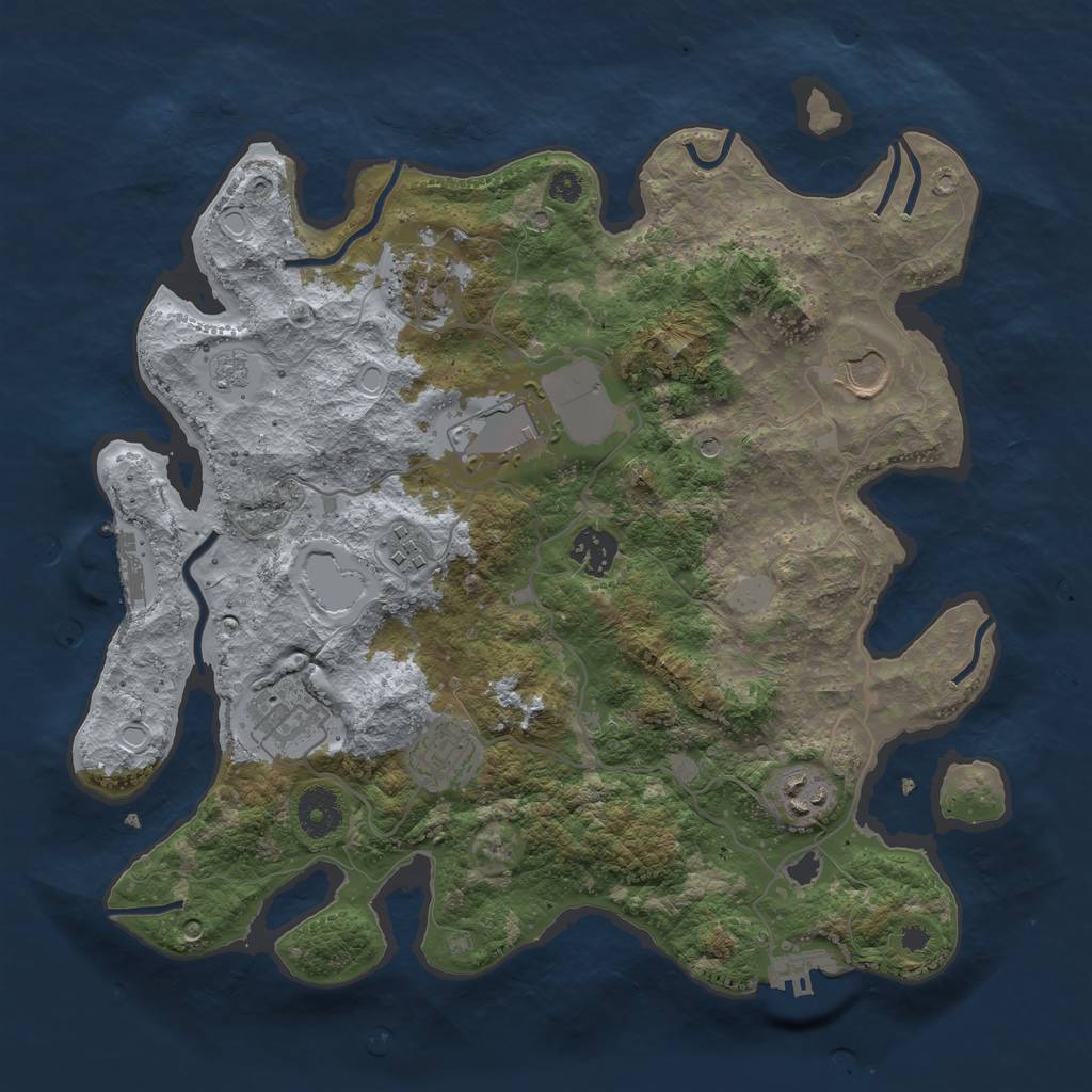 Rust Map: Procedural Map, Size: 3500, Seed: 16074643, 17 Monuments