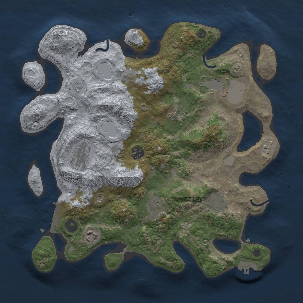 Rust Map: Procedural Map, Size: 3500, Seed: 1651660, 17 Monuments