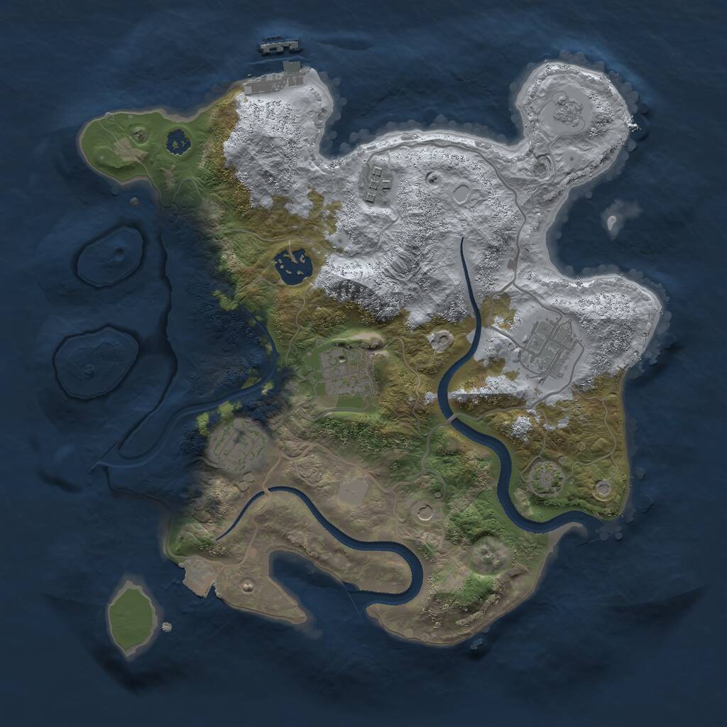 Rust Map: Procedural Map, Size: 3000, Seed: 25538733, 10 Monuments