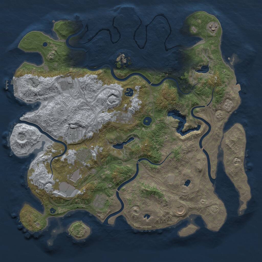 Rust Map: Procedural Map, Size: 4500, Seed: 1883512977, 16 Monuments