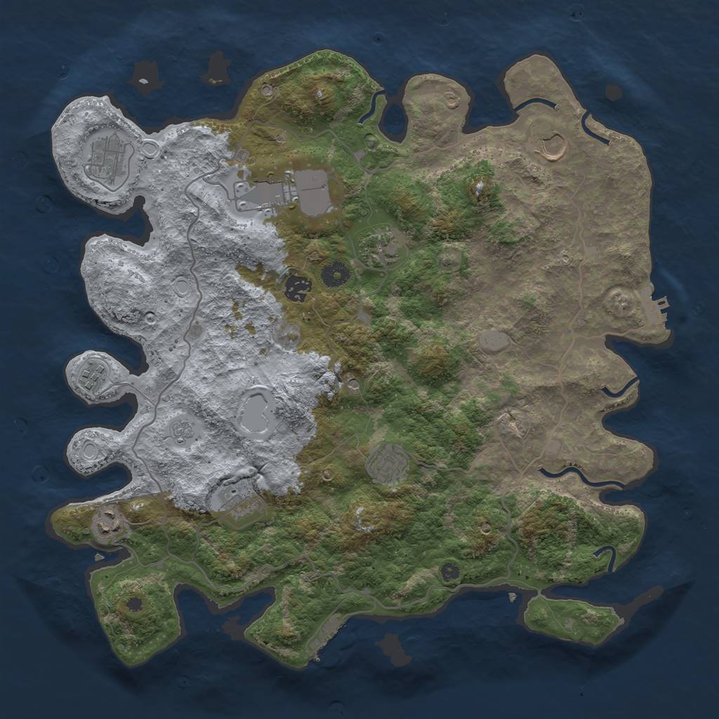 Rust Map: Procedural Map, Size: 4000, Seed: 13879, 18 Monuments