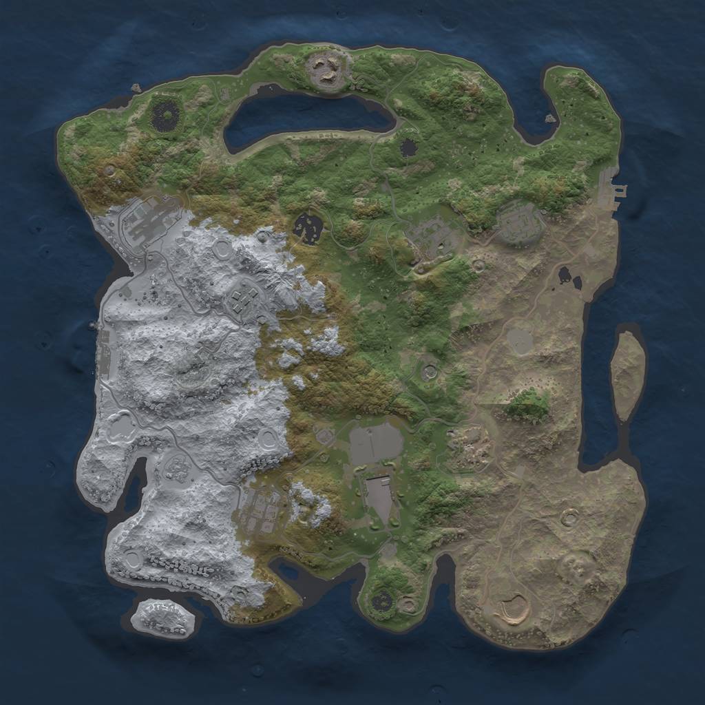 Rust Map: Procedural Map, Size: 3500, Seed: 868279618, 17 Monuments