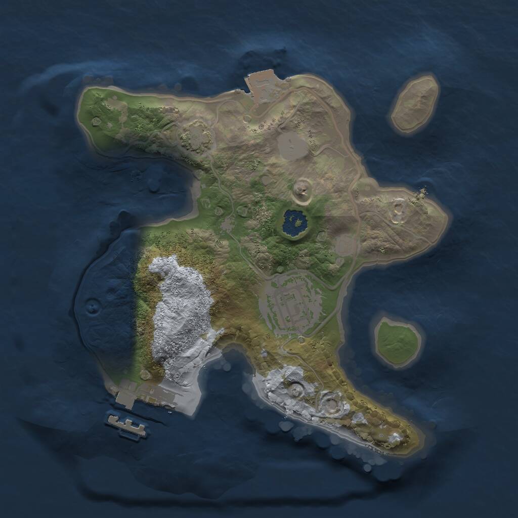 Rust Map: Procedural Map, Size: 2000, Seed: 13332, 4 Monuments