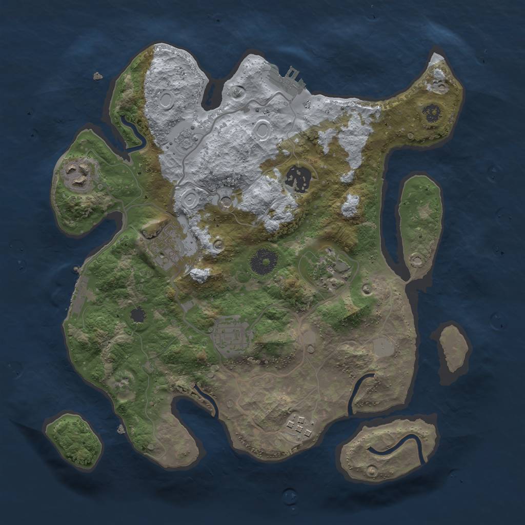Rust Map: Procedural Map, Size: 3000, Seed: 1812287491, 15 Monuments