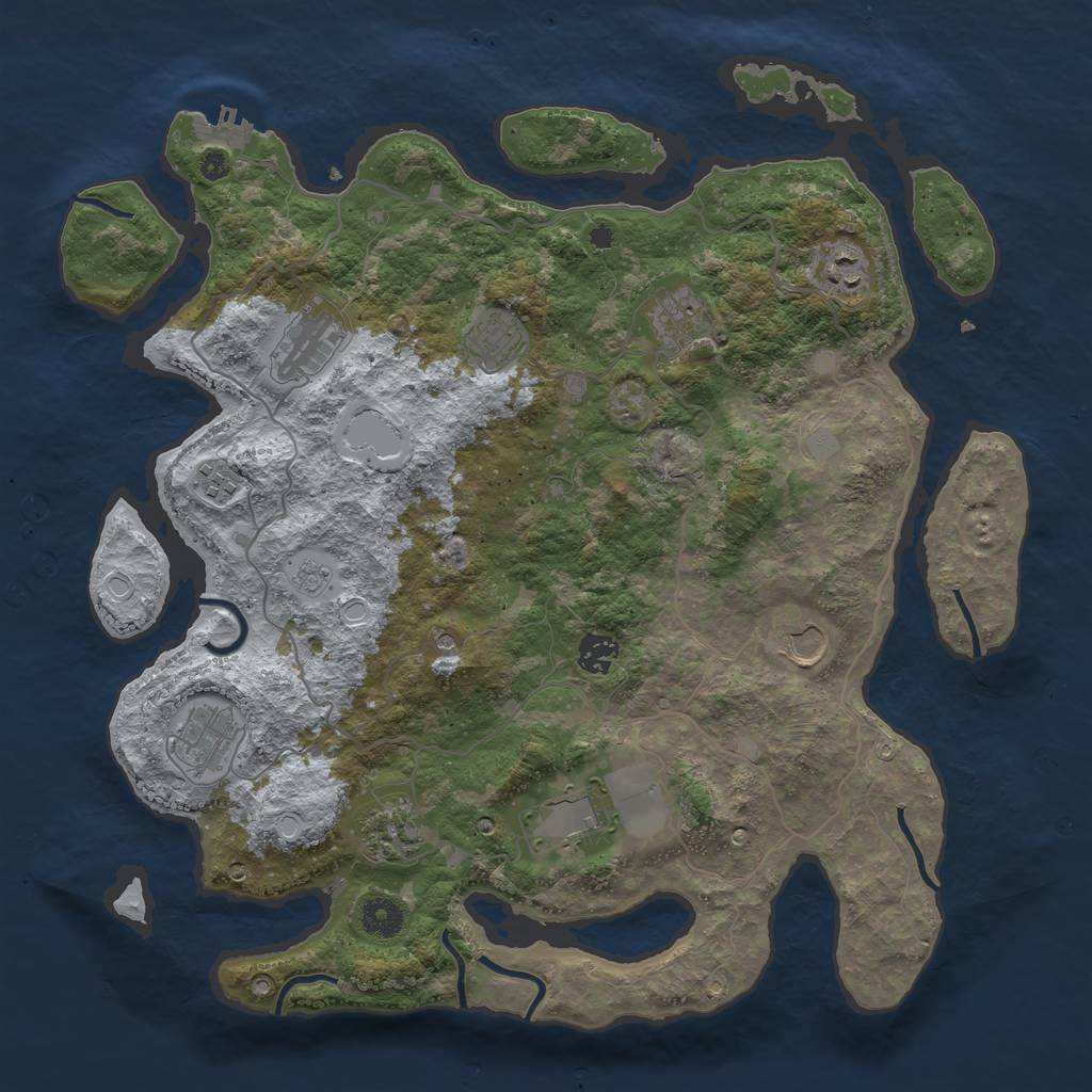 Rust Map: Procedural Map, Size: 4000, Seed: 521475328, 18 Monuments