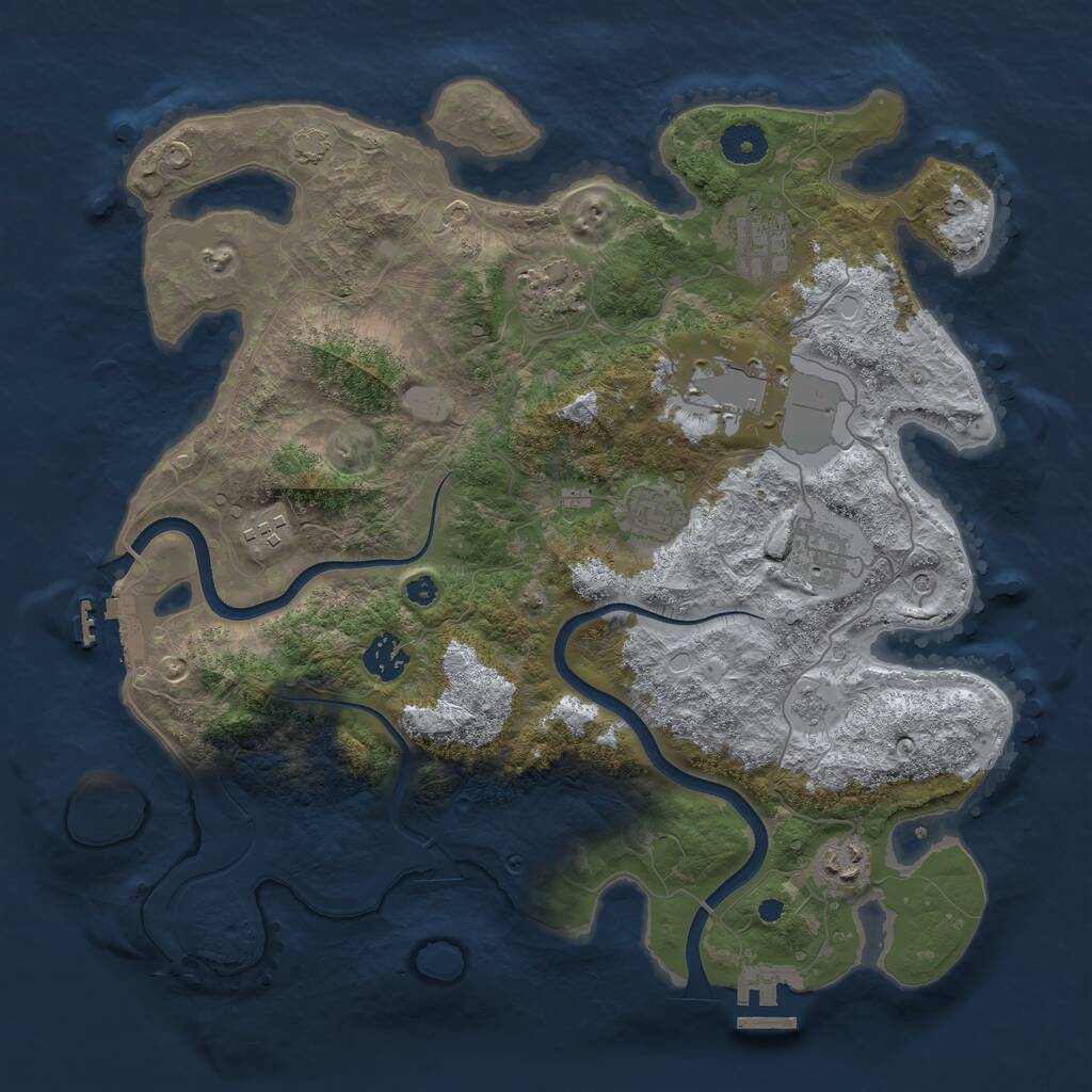 Rust Map: Procedural Map, Size: 3700, Seed: 56443880, 14 Monuments
