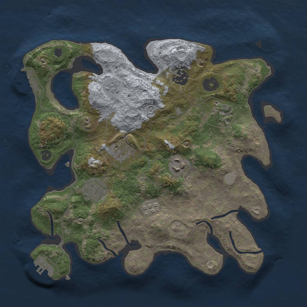 Rust Map: Procedural Map, Size: 3000, Seed: 19841, 15 Monuments