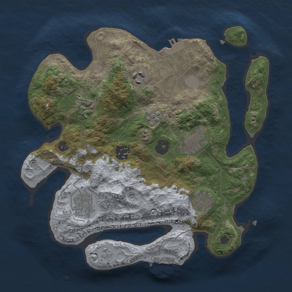 Rust Map: Procedural Map, Size: 3000, Seed: 28969, 16 Monuments