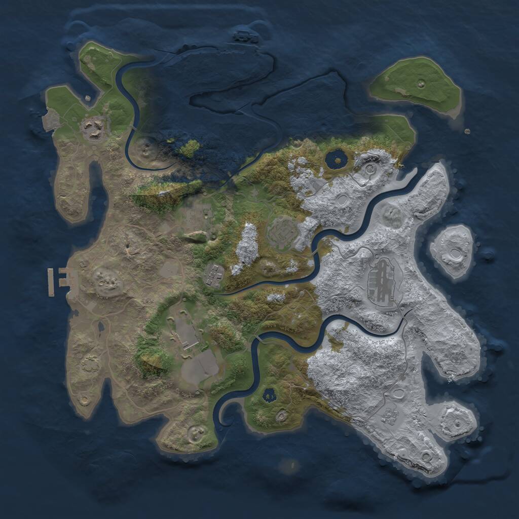 Rust Map: Procedural Map, Size: 3700, Seed: 582473319, 12 Monuments