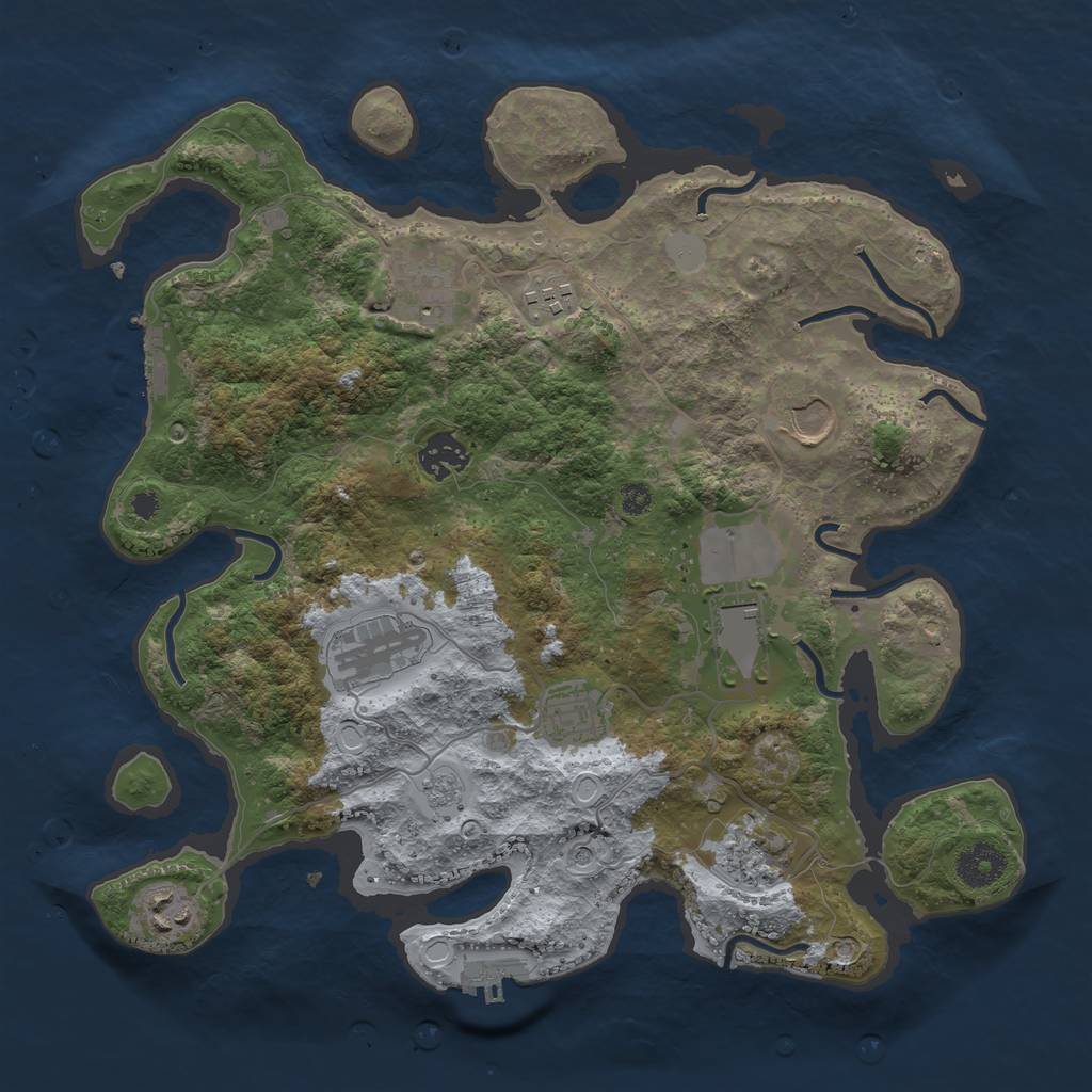 Rust Map: Procedural Map, Size: 3500, Seed: 2102809401, 18 Monuments