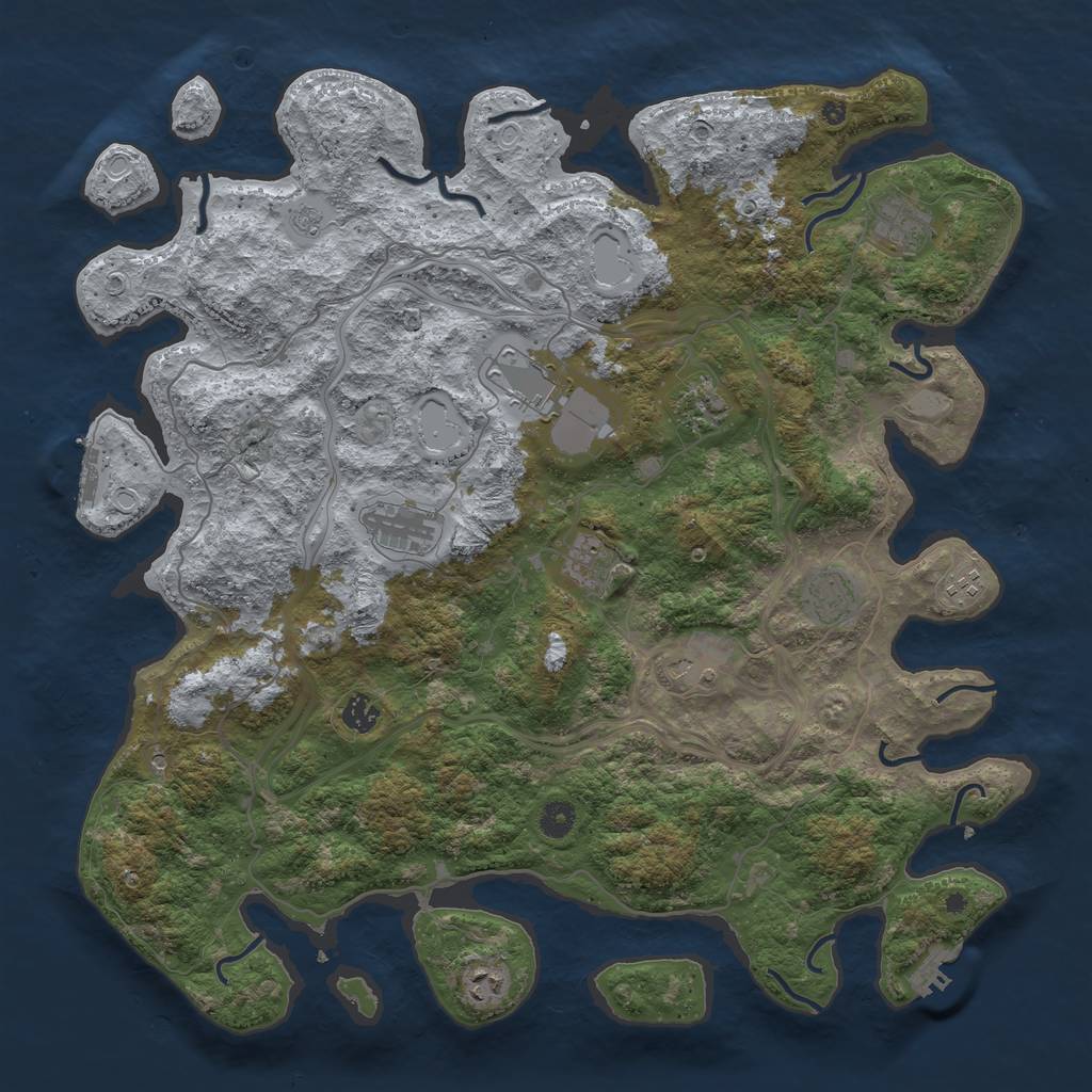 Rust Map: Procedural Map, Size: 4500, Seed: 800309, 19 Monuments